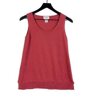 Neiman Marcus Womens Size S Linen Cotton Knit Relaxed Fit Tank Top Pink